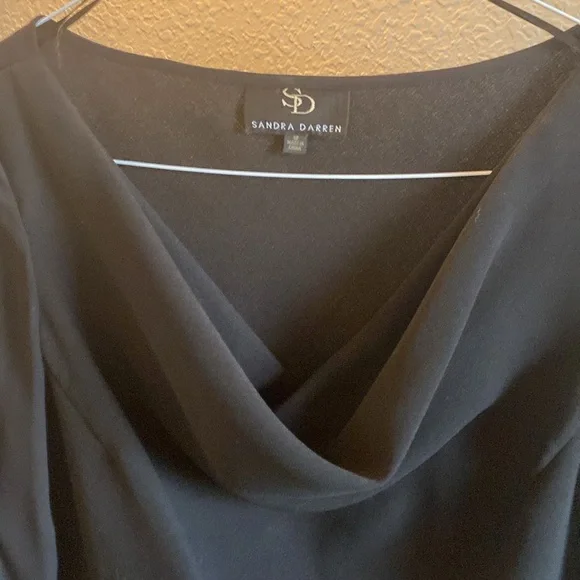 Sandra Darren Black Ruffled 3/4 Sleeve Blouse - Picture 3 of 7